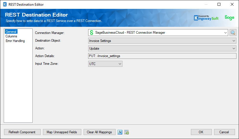 SSIS REST Sage Business Cloud Destination